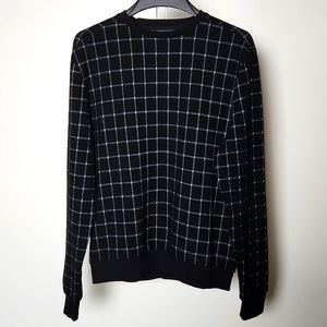 Sovereign Code Windowpane check  Black and White Sweater Size-Med NWOT